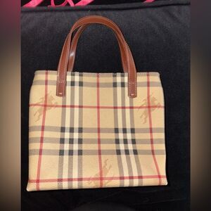Used in great condition Burberry Beige and Brown Checkered Women's small tote